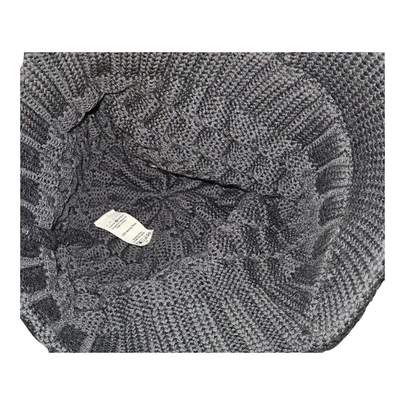 Lululemon 100% Merino Wool Cable Knit Brimmed Beanie Hat One Size Gray & Teal - Picture 4 of 5